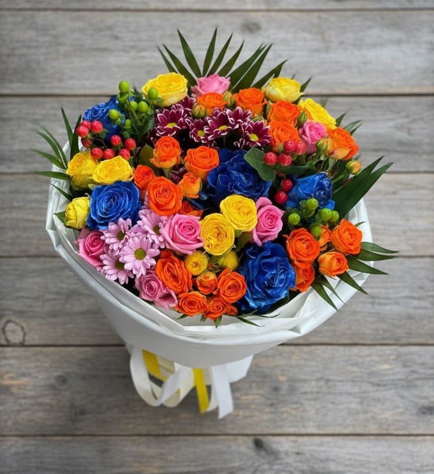 Букет цветов из: Розы и Хризантемы в Мончегорске