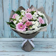 Букет цветов из:  Герберы, Альстромерии и Хризантемы в Мончегорске