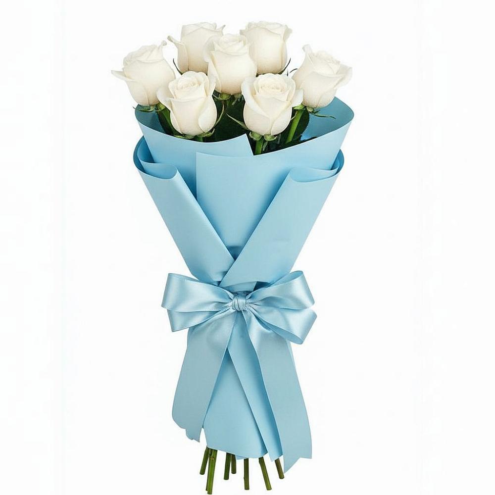 Букет 7 белых роз Проуд в Мончегорске