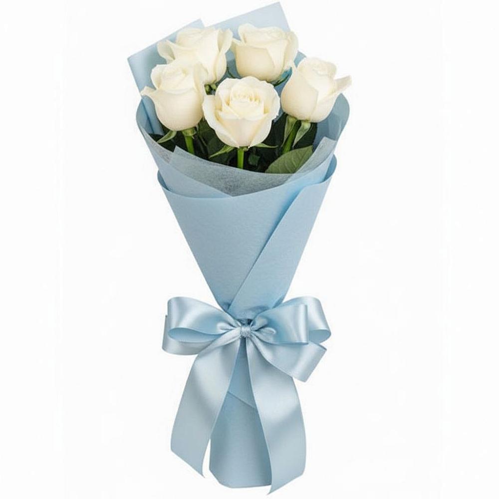Букет 5 Белых роз Проуд в Мончегорске