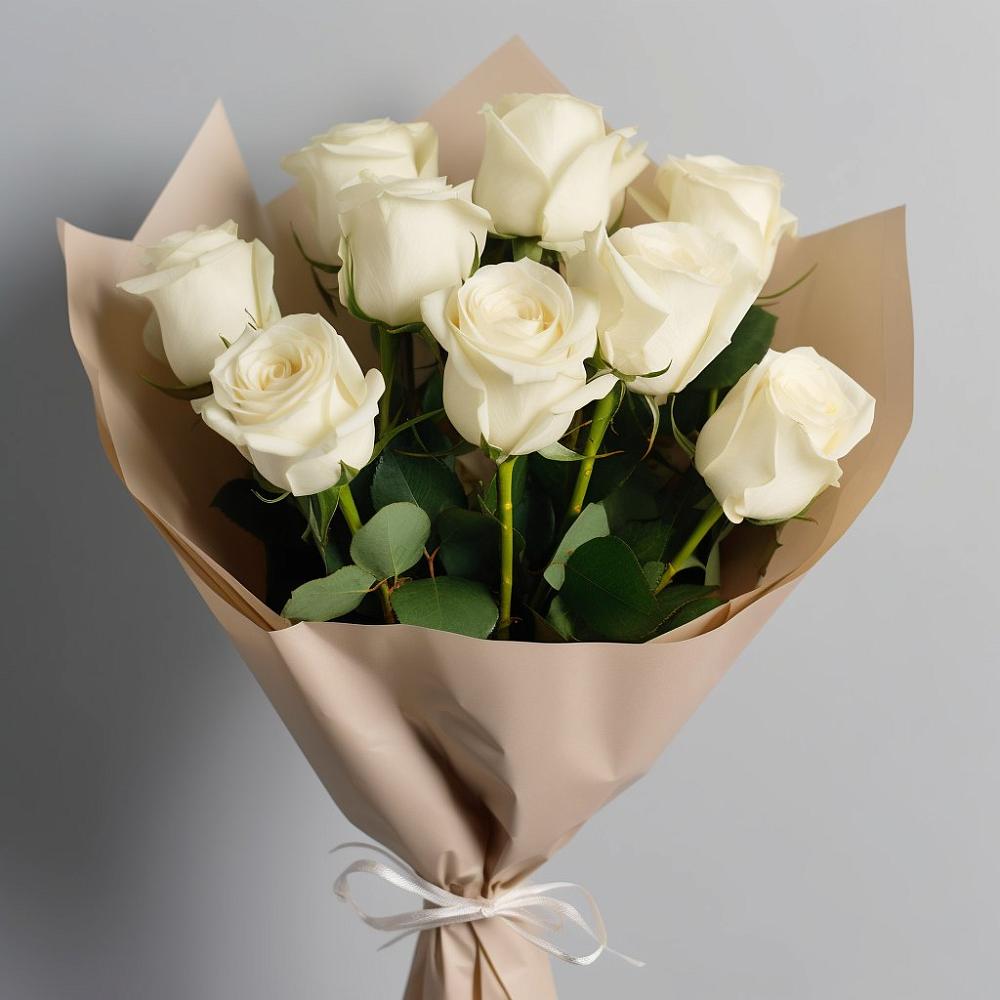 Букет 9 Белых роз Эдлесс Лав в Мончегорске