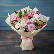 Букет цветов из:  Хризантемы, Альстромерии и Розы в Мончегорске