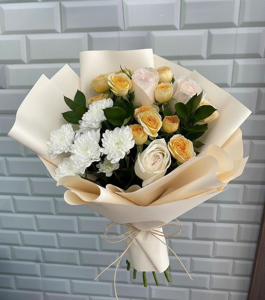 Букет цветов из: Розы и Хризантемы в Мончегорске