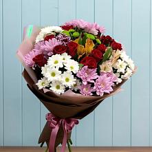 Букет цветов из:  Розы, Хризантемы и Альстромерии #REPLACE_PRED# Мончегорске