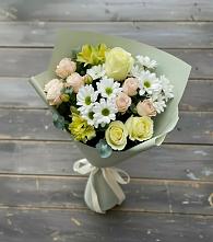 Букет цветов из:  Альстромерии, Розы и Хризантемы в Мончегорске