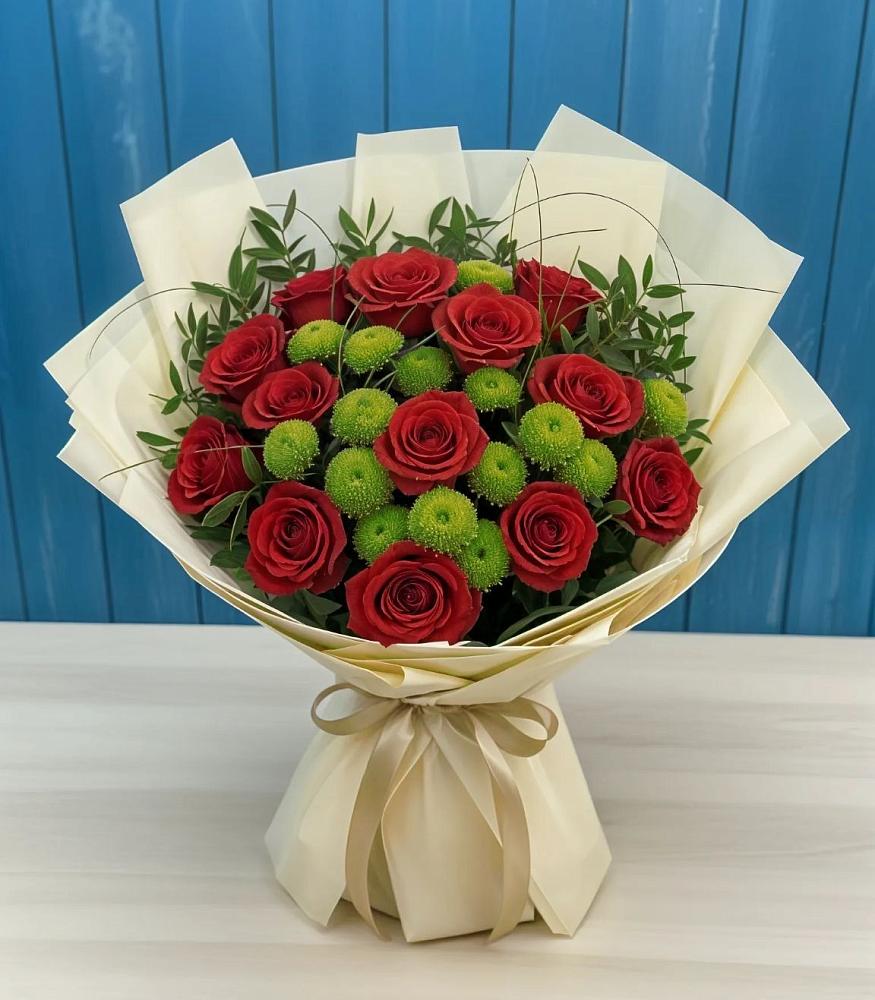 Букет цветов из: Розы и Хризантемы в Мончегорске